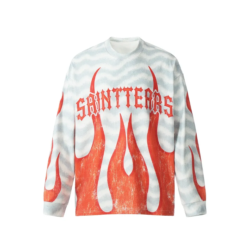 Saint michael tears all-over printed long-sleeved vintage autumn and winter T-shirt Style number: 106 Size: M L XL Wholesale price: 136 Color: Picture color